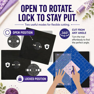 The Quilted Bear Rotating Cutting Mat 12'' x 12'' (Blue)