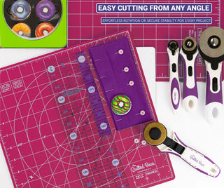 The Quilted Bear Rotating Cutting Mat 12'' x 12'' (Pink)