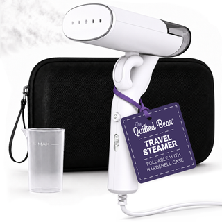 The Quilted Bear Folding 2-in-1 Travel Steamer and Mini Iron with Black Carry Case