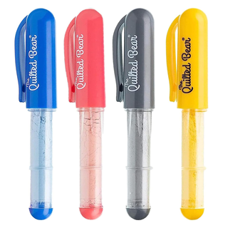 The Quilted Bear Chalk Fabric Markers for Sewing - Pen Style Fabric Chalk Markers for Sewing, Quilting & Crafts with Chalk Wheel Tip & 4 Colours Per Pack (Red, Blue, Silver & Yellow)