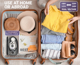 The Quilted Bear Mini Steam Iron - Travel Iron Steam Mini for Effortless Quilting, Crafting, and Wrinkle-Free Clothing - Compact Holiday & Travel Essentials with Hardshell Case (Blue)