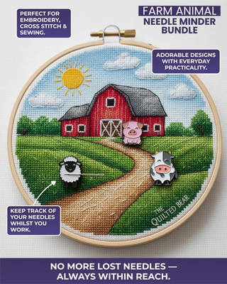 The Quilted Bear Needle Minders Set - Farm Animals (Sheep, Cow & Pig)