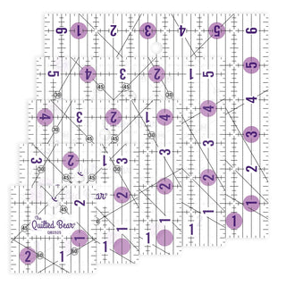 The Quilted Bear Non-Slip Acrylic Quilting Rulers (2.5", 3.5", 4.5", 5.5" & 6.5" Bundle)
