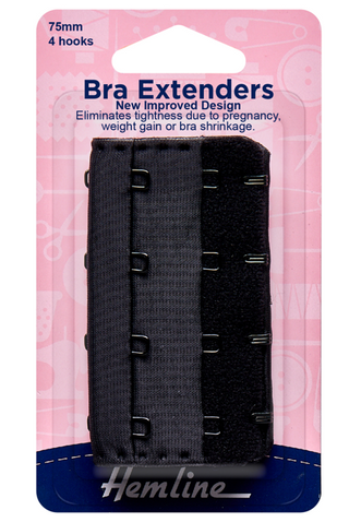 Hemline Black Bra Extenders 75mm