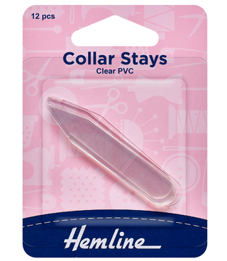Hemline Clear Collar Stay 12 Pack