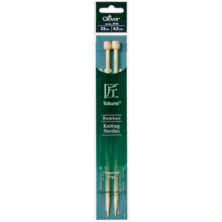 Clover Takumi Bamboo Knitting Needles Single Pointed - 23cm (Various Sizes)