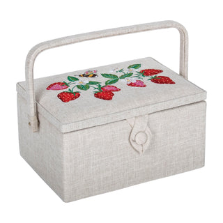 Hobby Gift Sewing Box (M): Embroidered: Strawberry Greenhouse