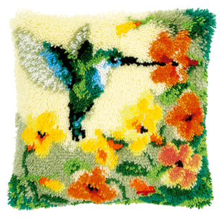 Vervaco Hummingbird & Flowers Cushion Latch Hook Kit