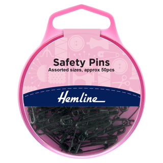 Hemline Assorted Black Safety Pins