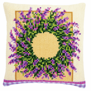Vervaco Cross Stitch Kit: Cushion: Lavender Wreath
