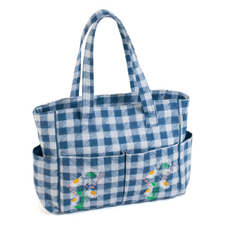 Hobby Gift Embroidered Craft Bag - Wild Floral Plaid