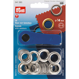 Prym Silver-Coloured Eyelets and Washers 14.mm - 10 Pieces