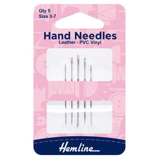 Hemline Leather/PVC/Vinyl Hand Sewing Needles 3-7