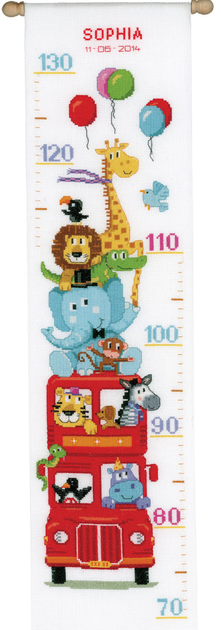 Vervaco Funny Bus Height Chart Counted Cross Stitch Kit