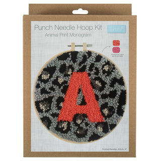 Trimits Punch Needle Kit Yarn and Hoop Animal Print Monogram