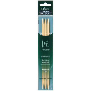 Clover Takumi Bamboo Knitting Needles Double Pointed - 20cm (Various Sizes)