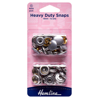 Hemline Nickel/Silver Heavy Duty Snaps Refill Pack 15mm
