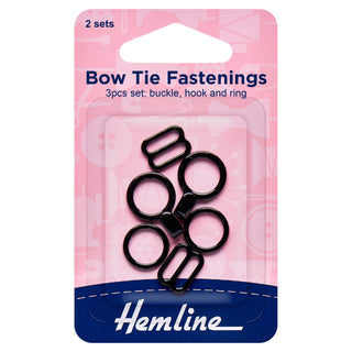 Hemline Black Bow Tie Set