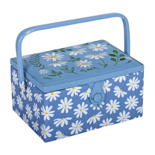 Hobby Gift Sewing Box (M): Embroidered: Denim Daisies
