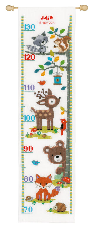 Vervaco Forest Animals Height Chart Counted Cross Stitch Kit