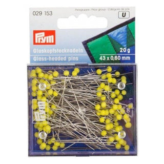 Prym Glass Headed Pins Extra Long Yellow
