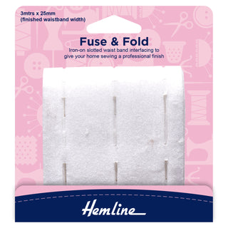 Hemline Iron On Fuse and Fold Waistband Lining 3m x 25mm