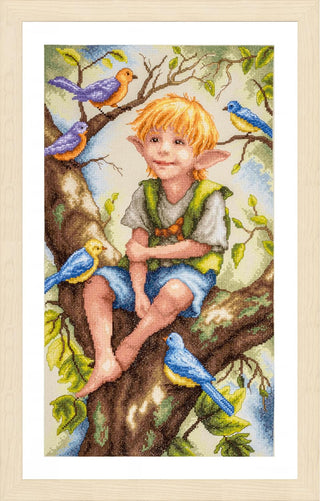 Lanarte Counted Cross Stitch Kit: Chatter Among the Leaves