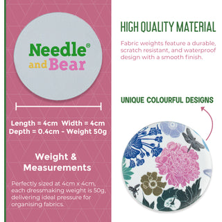Needle and Bear Pattern weights for Dressmaking and Sewing (Kate Heiss - Floral)
