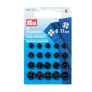 Prym Brass Sew-On Snap Fasteners 6-11mm Black