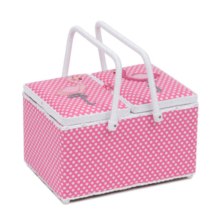Hobby Gift 'Appliqué Flamingos' Twin Lid Sewing Box - Large