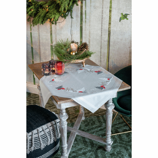 Vervaco Embroidery Kit: Tablecloth: Winter Christmas Landscape