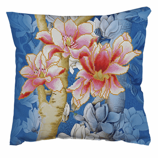 Diamond Dotz Diamond Painting Kit: Cushion: Magnolias on Blue 1