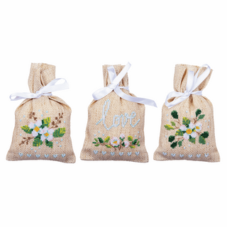 Vervaco Counted Cross Stitch Kit: Pot-Pourri Bag: Love: Set of 3