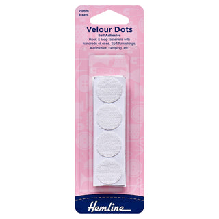 Hemline White Hook and Loop Dots Self Stick