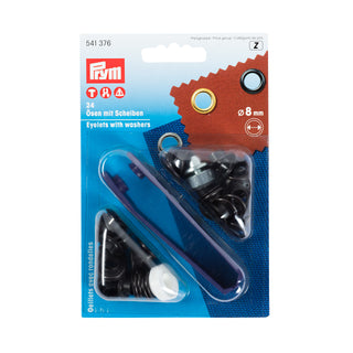 Prym Black Oxydized Eyelets and Washers 8mm - 24 Pieces