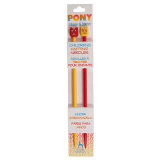 Pony Children's Plastic Single-Ended Knitting Pins 18cm Range