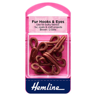 Hemline Brown Fur Hooks and Eyes Size 3