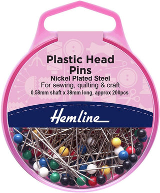 Hemline Plastic Head Pins 34mm x 0.65mm