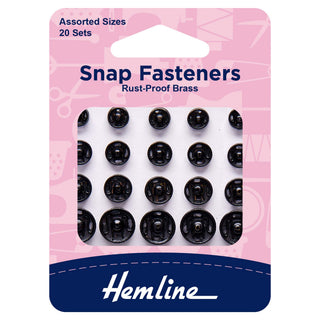 Hemline Assorted Black Sew-On Snap Fasteners