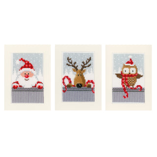 Vervaco Christmas Buddies Greting Cards Counted Cross Stitch Kit Set of 3