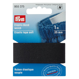Prym Black Soft Elastic Tape - 25mm x 1m