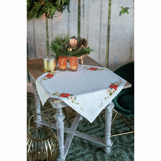 Vervaco Counted Cross Stitch Kit: Tablecloth: Christmas Flowers