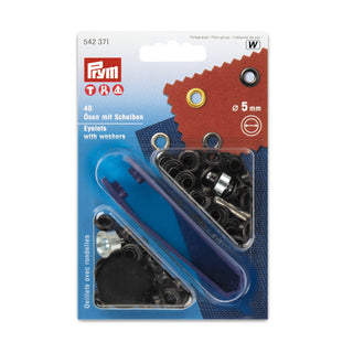 Prym Black Oxydized Eyelets and Washers 5mm - 40 Pieces