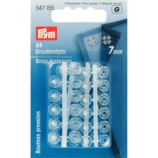 Prym Plastic Sew-On Snap Fasteners 7mm Transparent