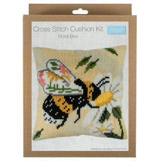 Trimits Cross Stitch Kit Cushion Floral Bee