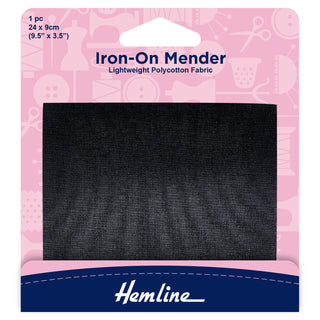 Hemline Polycotton Patch Iron-On Mender 24cm x 9cm - Black