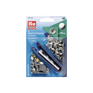 Prym Sport and Camping Non-Sew Press Fasteners 15mm Silver