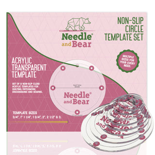 Needle and Bear Circle Quilting Templates - Set of 8 (3/4 inch - 3 inches)