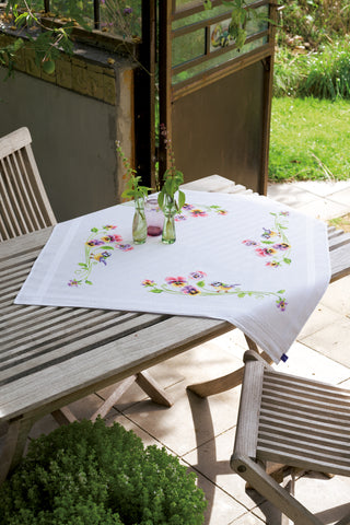 Vervaco Birds & Pansies Tablecloth Embroidery Kit