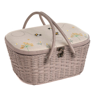 Hobby Gift Sewing Box: Wicker Basket: Appliqué: Linen Bee